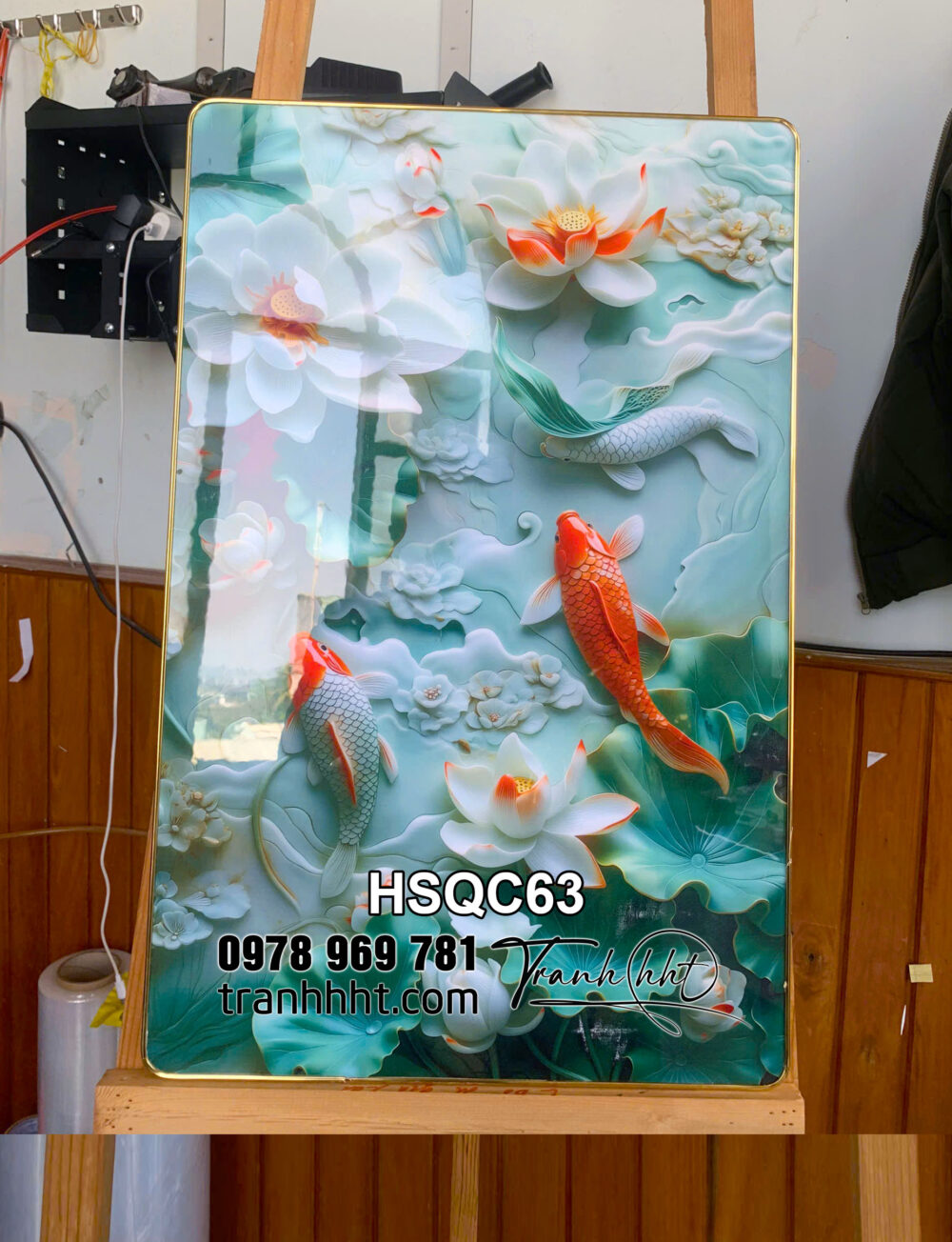 Tranh bonsai chậu mai vàng 3d tráng gương treo tường, tranh tráng gương treo tường, Tranh Bonsai Tết mai vàng phú quý tráng gương treo tường BSQC4