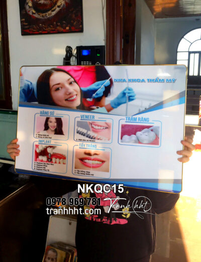 Tranh phòng khám nha khoa, tranh nha khoa thẫm mỹ tráng gương treo tường, tranh nha implant, Tranh Nha Khoa các phương pháp điều trị răng miệng treo tường NKQC15