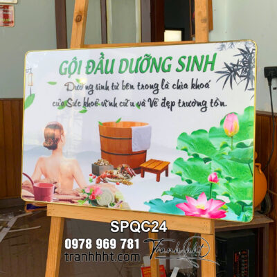 Tranh Spa dưỡng sinh đông y trị liệu, Tranh treo tường Spa gội đầu dưỡng sinh giữ sức khỏe bền vững tráng gương SPQC24
