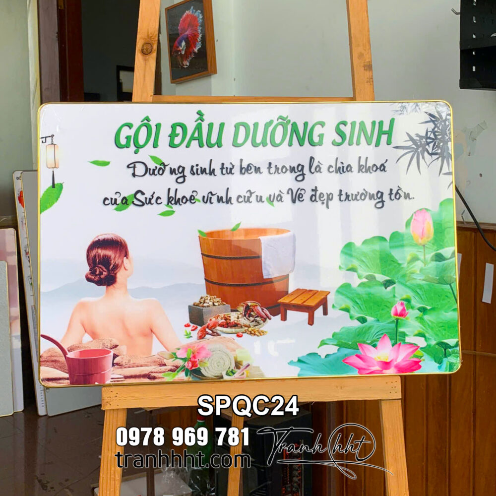 Tranh Spa dưỡng sinh đông y trị liệu, Tranh treo tường Spa gội đầu dưỡng sinh giữ sức khỏe bền vững tráng gương SPQC24