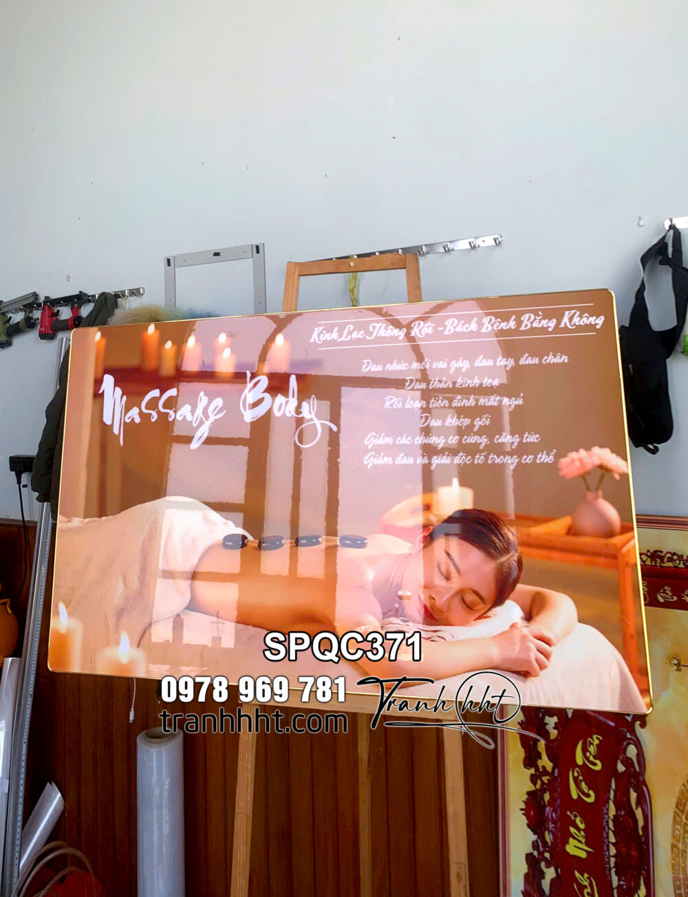 Khung Tranh Spa Dưỡng Sinh massage gội đầu đông y tráng gương treo tường SPQC371