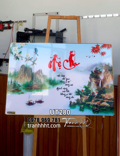 Tranh công ơn cha mẹ treo tường, Tranh tranh thư pháp ông bà cha mẹ, tranh chữ thư pháp tổ tiên, tranh thờ cha mẹ, tranh cha mẹ treo tường, tranh tri ân cha mẹ, tranh thư pháp treo tường UT280