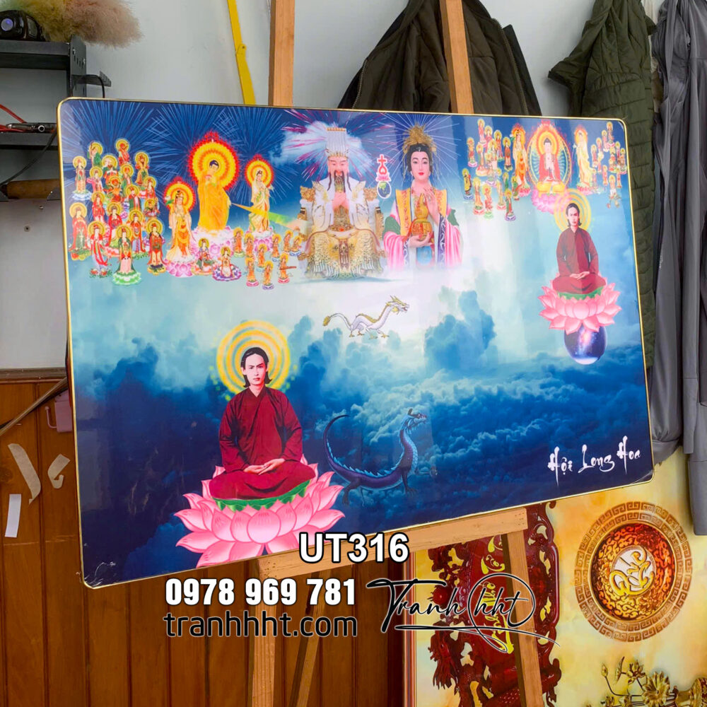 Tranh Phòng Thờ Phật Giáo Hòa Hảo, tranh bàn thờ Đức Huỳnh Giáo Chủ, tranh hội Long Hoa UT316