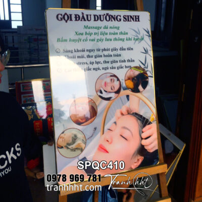 Tranh gội đầu dưỡng sinh treo tường, Tranh Spa Dưỡng Sinh massage gội đầu dưỡng sinh tráng gương treo tường SPQC410