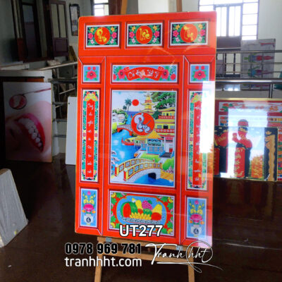 Tranh phòng thờ, tranh cửu huyền thất tổ, tranh thờ gia tiên đức lưu quang công ơn lưu danh treo tường tráng gương UT277