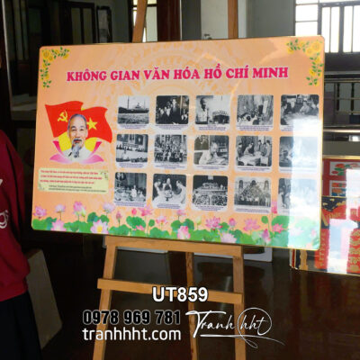 Tranh Không Gian Văn Hóa Hồ Chí Minh treo tường, Khung tranh báo tường bác Hồ, tranh Bác Hồ tráng gương UT859