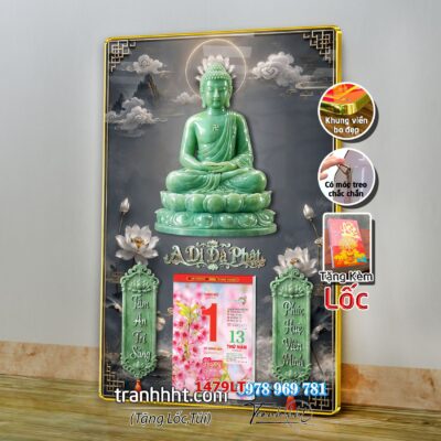 Lịch Tết Phật giáo treo tường, Lịch quan âm bồ tát tây phương tam thánh treo tường 1479LT