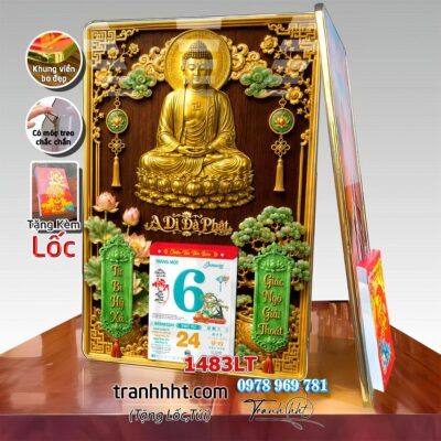 Lịch Tết Phật giáo treo tường, Lịch quan âm bồ tát tây phương tam thánh treo tường 1483LT