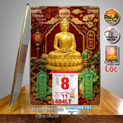 Lịch Tết Phật giáo treo tường, Lịch quan âm bồ tát tây phương tam thánh treo tường 1484LT