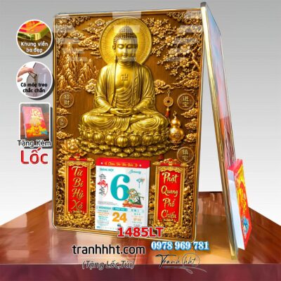 Lịch Tết Phật giáo treo tường, Lịch quan âm bồ tát tây phương tam thánh treo tường 1485LT