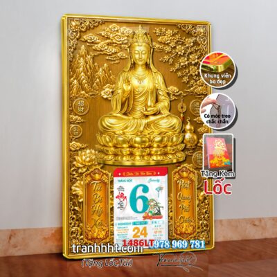 Lịch Tết Phật giáo treo tường, Lịch quan âm bồ tát tây phương tam thánh treo tường 1486LT