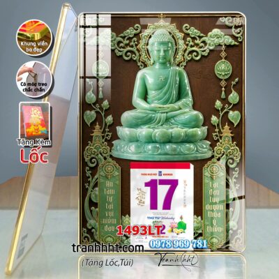 Lịch Tết Phật giáo treo tường, Lịch quan âm bồ tát tây phương tam thánh treo tường 1493LT
