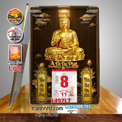 Lịch Tết Phật giáo treo tường, Lịch quan âm bồ tát tây phương tam thánh treo tường 1497LT