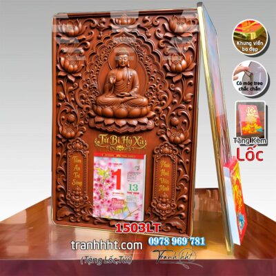 Lịch Tết Phật giáo treo tường, Lịch quan âm bồ tát tây phương tam thánh treo tường 1503LT