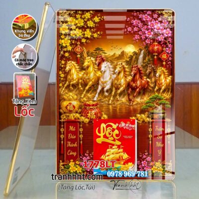 Lịch mã đáo thành công tráng gương laminate treo tường đốc lịch ngựa bát mã tết treo tường 1778LT