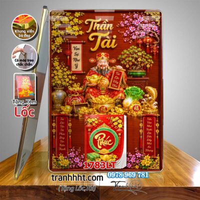 Lịch tài lộc thần tài di lặc kim tiền phúc lộc thọ mai đào tết lịch tráng gương laminate năm mới treo tường 1783LT