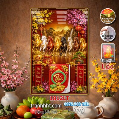 Lịch mã đáo thành công tráng gương laminate treo tường đốc lịch ngựa bát mã tết treo tường 1812LT