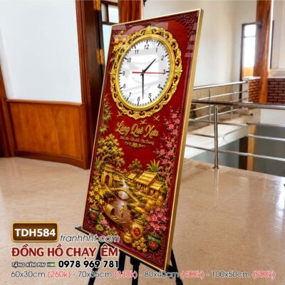 Tranh Đồng Hồ đồng quê làng quê phong thuỷ TDH584