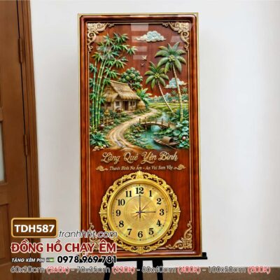 Tranh Đồng Hồ đồng quê làng quê phong thuỷ TDH587