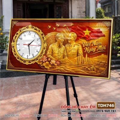 Tranh đồng hồ bác Hồ bác Giáp tráng gương treo tường TDH746