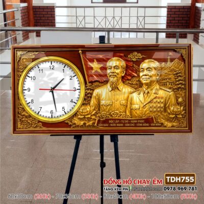 Tranh đồng hồ bác Hồ bác Giáp tráng gương treo tường TDH755