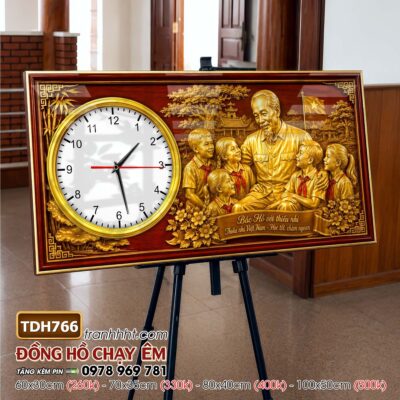 Tranh đồng hồ bác Hồ bác Giáp tráng gương treo tường TDH766
