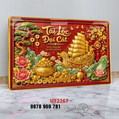 Tranh Tài Lộc Thần Tài Bonsai Tết UT2267