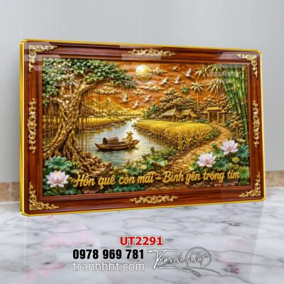 Tranh đồng quê làng quê Tây Bắc phong thuỷ treo tường UT2291