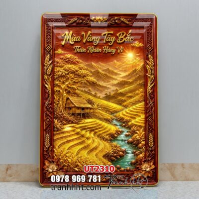Tranh đồng quê làng quê Tây Bắc phong thuỷ treo tường UT2310
