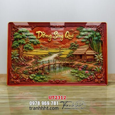 Tranh đồng quê làng quê Tây Bắc phong thuỷ treo tường UT2312