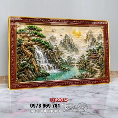 Tranh đồng quê làng quê Tây Bắc phong thuỷ treo tường UT2315