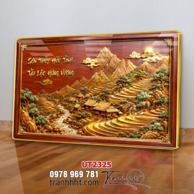 Tranh đồng quê làng quê Tây Bắc phong thuỷ treo tường UT2325