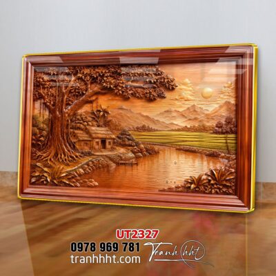 Tranh đồng quê làng quê Tây Bắc phong thuỷ treo tường UT2327