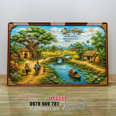 Tranh đồng quê làng quê Tây Bắc phong thuỷ treo tường UT2337