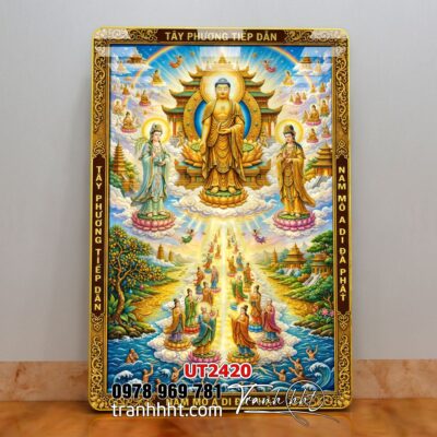 Tranh phật giáo quan âm bồ tát phật adida thích ca UT2420