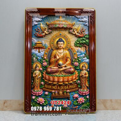 Tranh phật giáo quan âm bồ tát phật adida thích ca UT2424