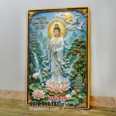 Tranh phật giáo quan âm bồ tát phật adida thích ca UT2429