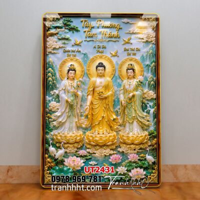Tranh phật giáo quan âm bồ tát phật adida thích ca UT2431