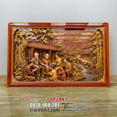 Tranh thư pháp tri ân cha mẹ thầy cô treo tường UT2447