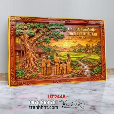 Tranh thư pháp tri ân cha mẹ thầy cô treo tường UT2448