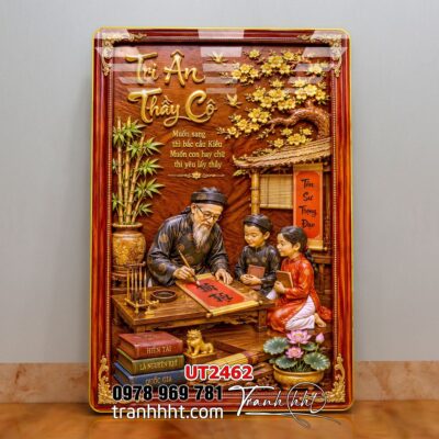 Tranh thư pháp tri ân cha mẹ thầy cô treo tường UT2462