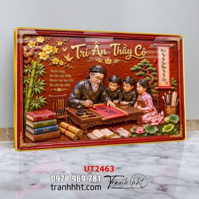 Tranh thư pháp tri ân cha mẹ thầy cô treo tường UT2463