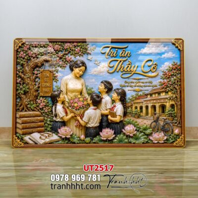 Tranh thư pháp tri ân cha mẹ thầy cô treo tường UT2517