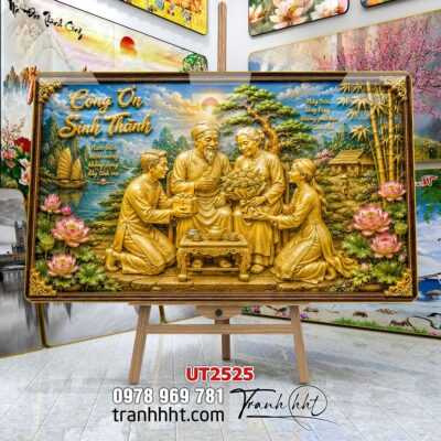 Tranh thư pháp tri ân cha mẹ thầy cô treo tường UT2525