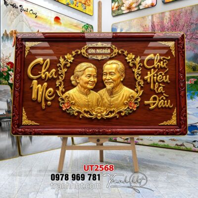 Tranh thư pháp tri ân cha mẹ thầy cô treo tường UT2568