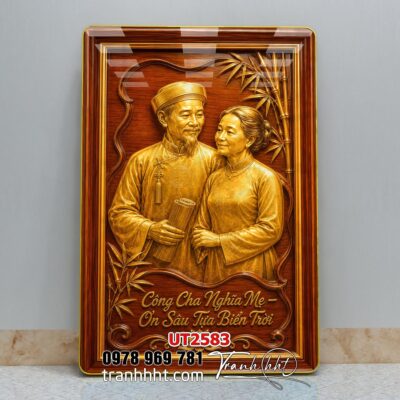 Tranh thư pháp tri ân cha mẹ thầy cô treo tường UT2583