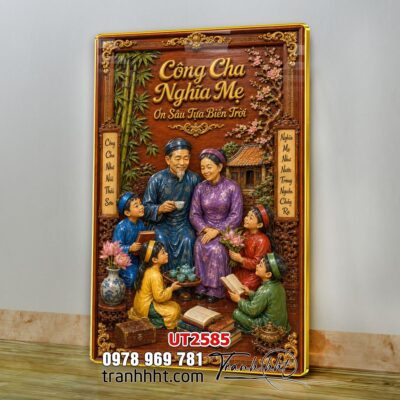 Tranh thư pháp tri ân cha mẹ thầy cô treo tường UT2585