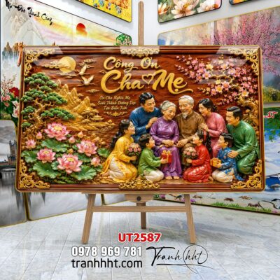 Tranh thư pháp tri ân cha mẹ thầy cô treo tường UT2587