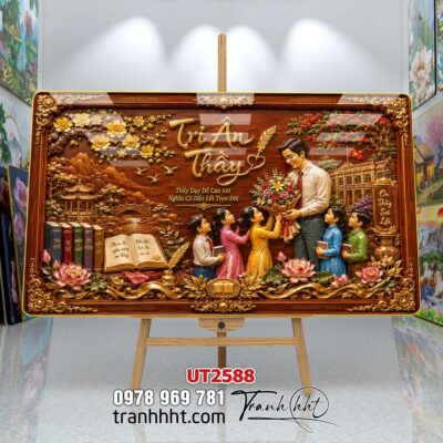 Tranh thư pháp tri ân cha mẹ thầy cô treo tường UT2588