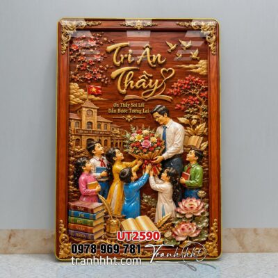 Tranh thư pháp tri ân cha mẹ thầy cô treo tường UT2590
